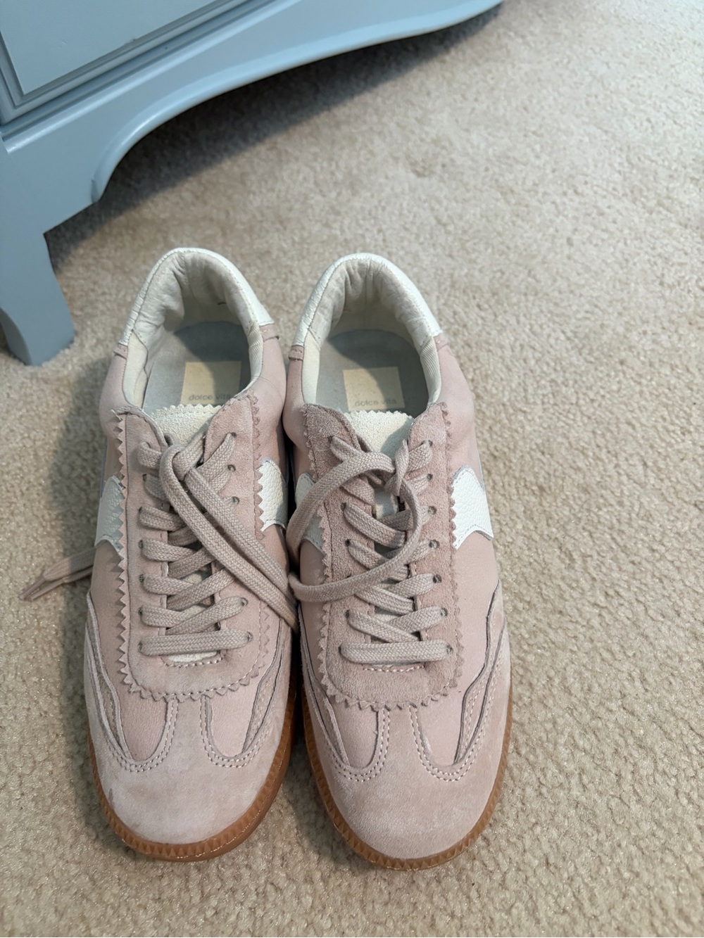 Dolce Vita Blush Pink Suede Sneakers with White Accent - Picture 2 of 2